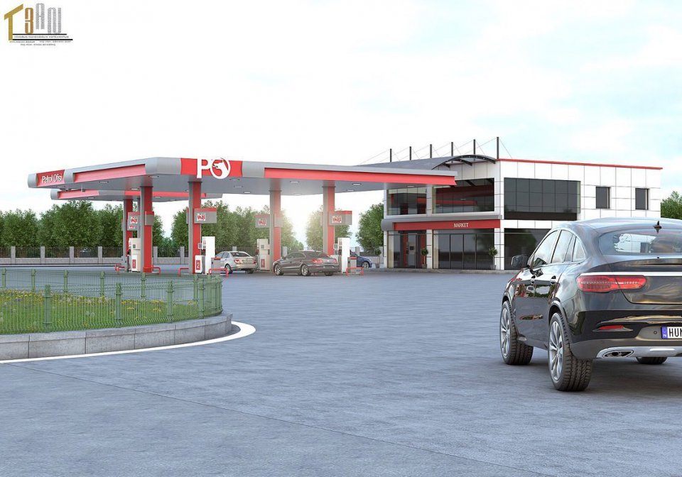 Yakıt istasyonu, market+idari birim projesi