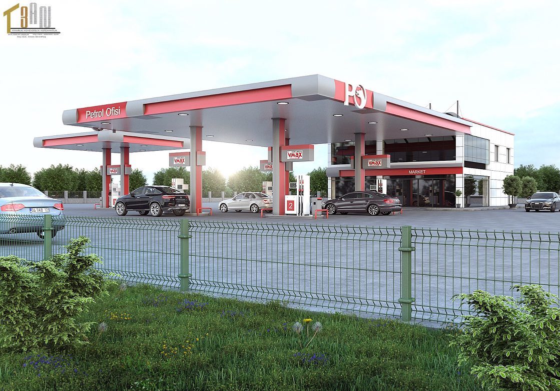 Yakıt istasyonu, market+idari birim projesi 2